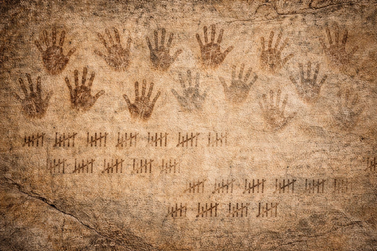 cave drawing of hand prints that fade out just like cravings